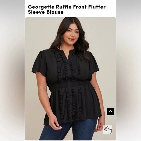 Torrid Georgette Ruffle Front Flutter Sleeve Blouse with Skulls - Picture 2 of 9